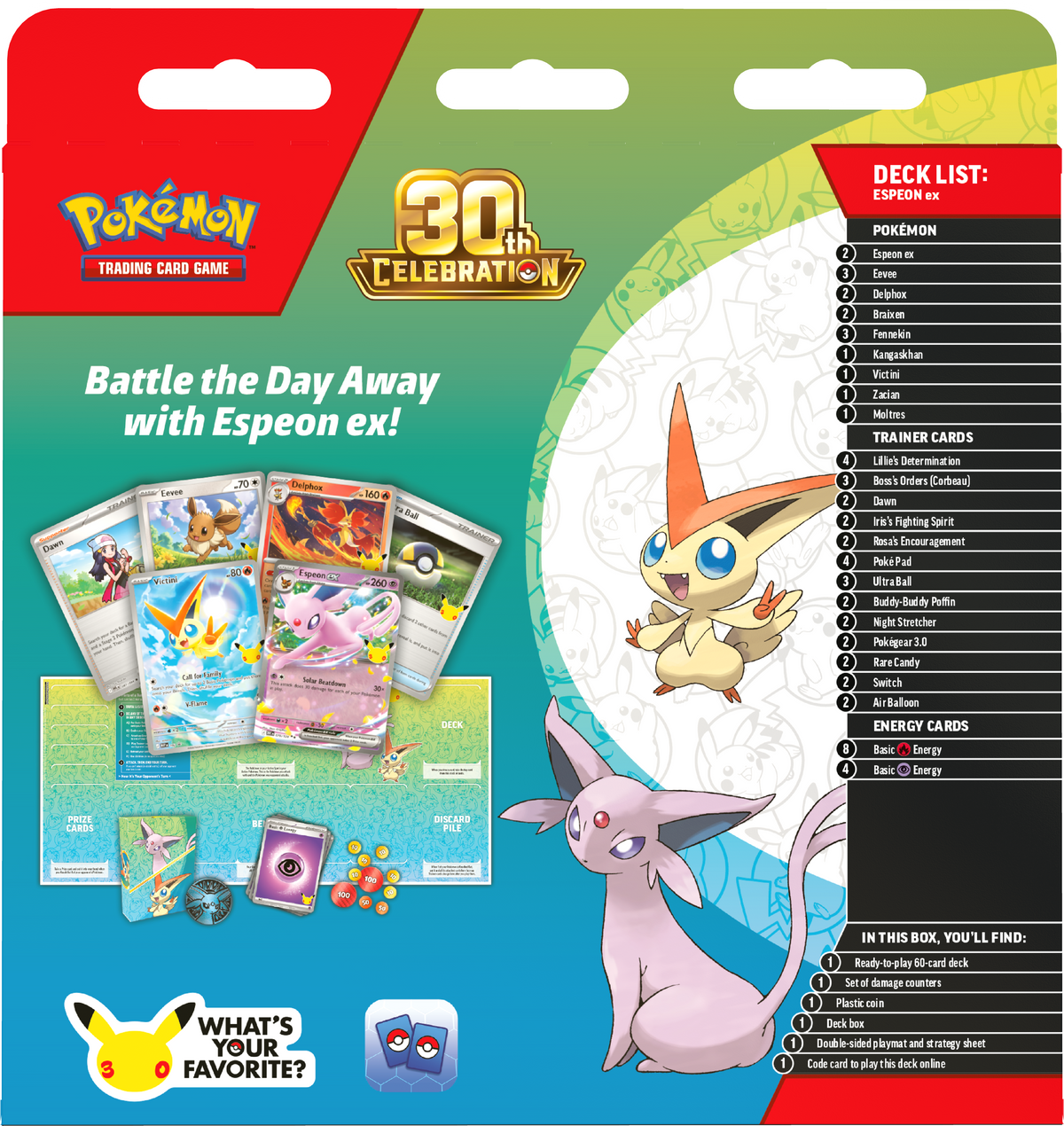 Pokémon 30th Celebration - Battle Deck - Espeon Ex - Pokémon TCG - Back - CollGamers