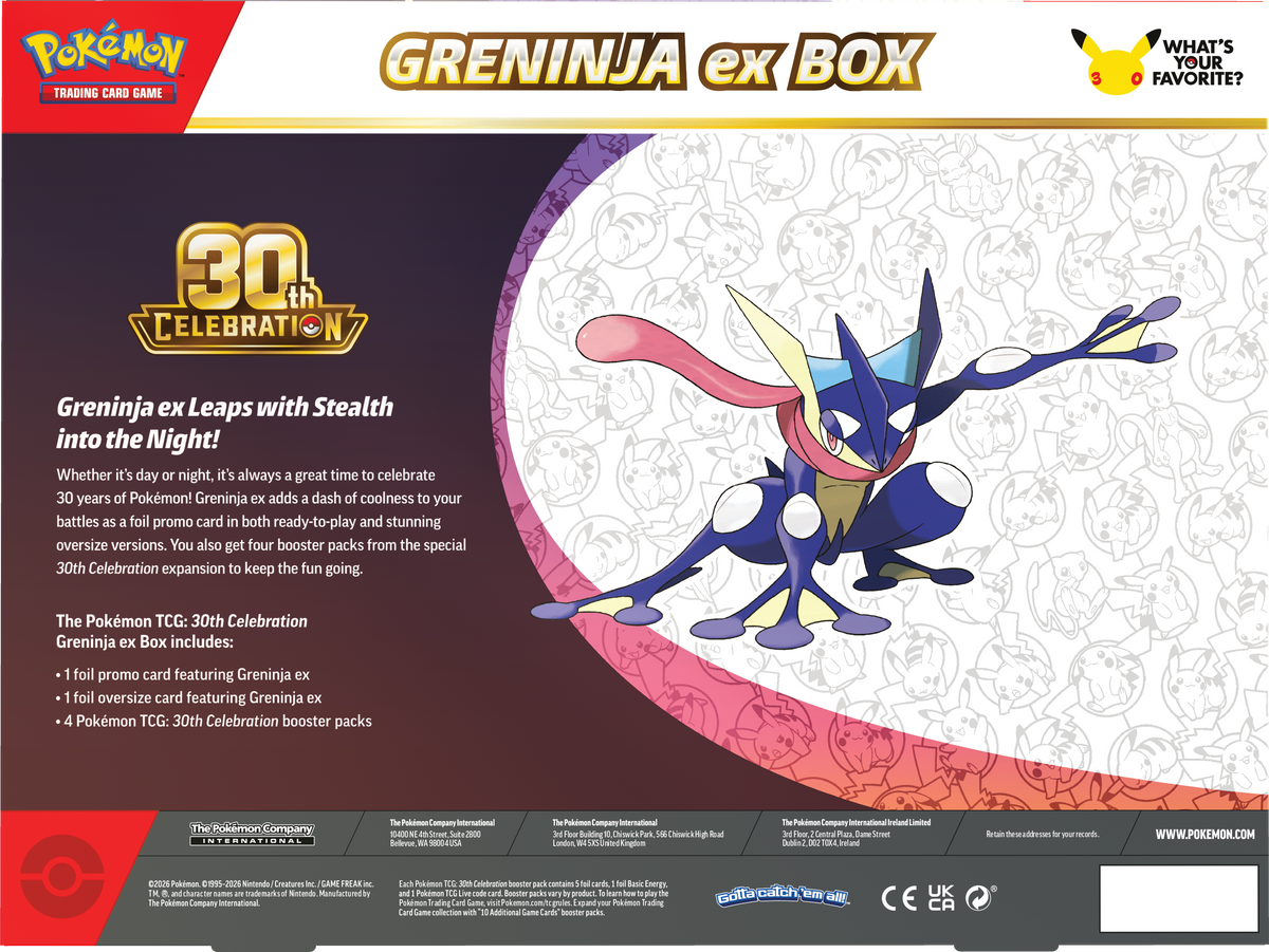 Pokémon 30th Celebration - Ex Box - Greninja Ex - Pokémon TCG - Back - CollGamers