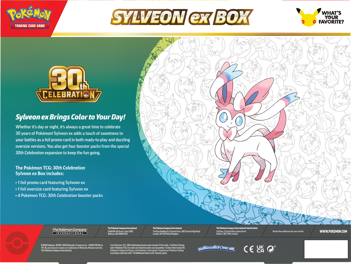 Pokémon 30th Celebration - Ex Box - Sylveon - Pokémon TCG - Back - CollGamers