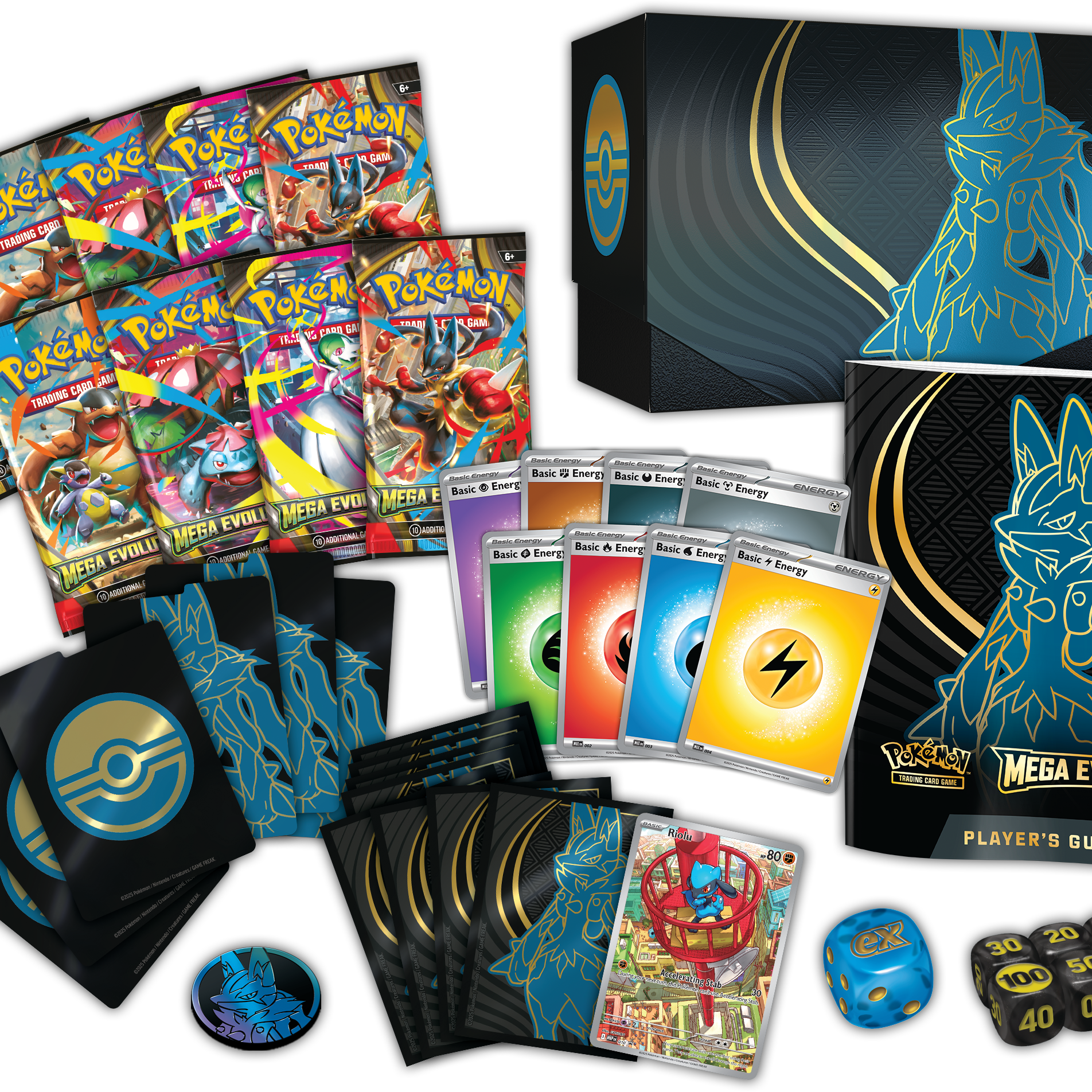 Pokemon_Mega_Evolution_-_Base_Set_-_Mega_Lucario_Elite_Trainer_Box_-_Pokemon_TCG_Contents - CollGamers
